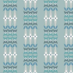 French farmhouse geometric vertical stripe turquoise blue gray large scale