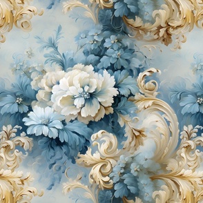 Ivory, Blue & Beige Floral - large