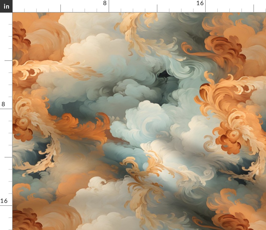Gray & Copper Abstract Clouds - small