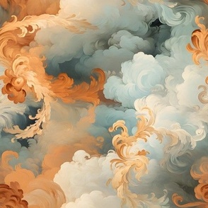 Gray & Copper Abstract Clouds - medium