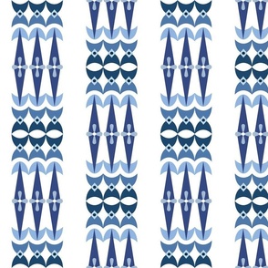 French farmhouse geometric vertical stripe blue white large scale