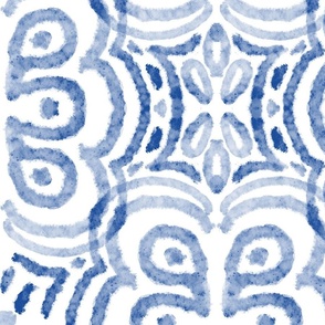 geometrical batik blue wallpaper scale