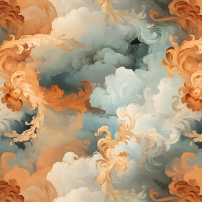 Gray & Copper Abstract Clouds - large