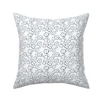 Bessie Floral Navy Outlines on White, Small
