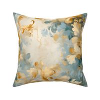 Blue & Gold Abstract Leaves - large