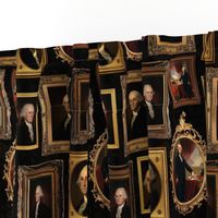 14"  George Washington- American President - Museum Wall Portraits Gold Frames - Black
