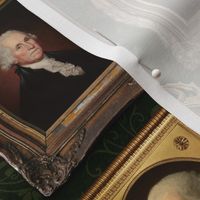 14"  George Washington- American President - Museum Wall Portraits Gold Frames - Dark Green