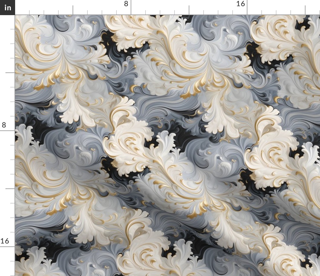 Gray, Ivory & Gold Rococo - medium