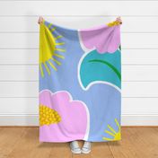 It’s Gonna Be Great Day! Fun Cheerful Daisy Flowers Pastel Pink And Blue With Bright Yellow Sunshine Retro Modern Sticker Wallpaper Style Sunny Scandi Floral Sun Pattern
