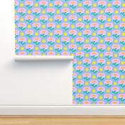 It’s Gonna Be Great Day! Fun Cheerful Daisy Flowers Pastel Pink And Blue With Bright Yellow Sunshine Pattern