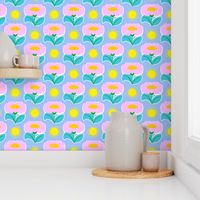 It’s Gonna Be Great Day! Fun Cheerful Daisy Flowers Pastel Pink And Blue With Bright Yellow Sunshine Pattern