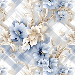 Blue & Ivory Florals - large