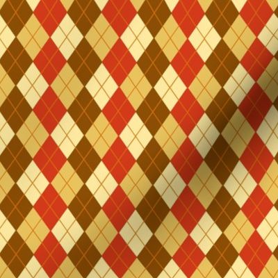 Custom 1 in 8 Argyle Plaid in Coral Brown Beige and Sand