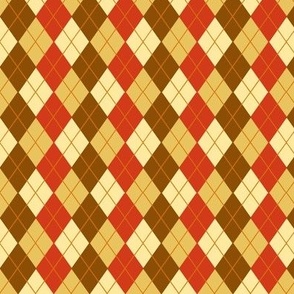 Custom 1 in 8 Argyle Plaid in Coral Brown Beige and Sand
