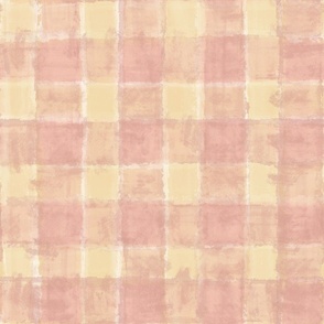 Painted Gingham Plaid - Pink and Yellow