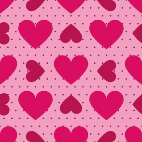 Hearts and Dots Red on Pink Paducaru