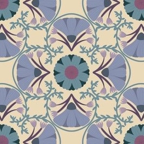Purple and teal Moroccan tile