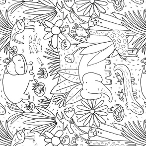 JUNGLE BLACK AND WHITE wall hanging and tea towel