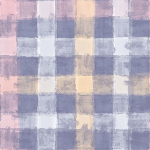 Painted Gingham Plaid - Periwinkle, Pink, Yellow