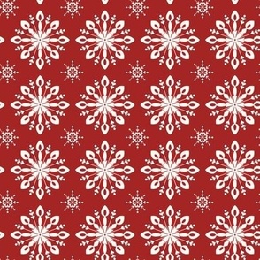 White Snowflakes on a Christmas Red Background