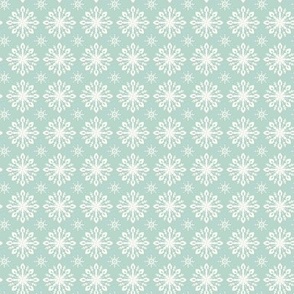 White Winter Snowflakes on a Soft Green Background Small Scale