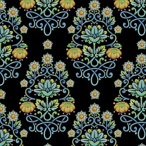 Modern Damask Block Print