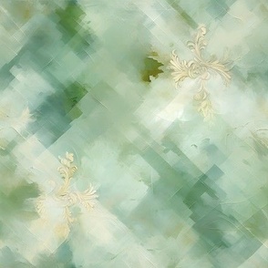 Green & Ivory Abstract Paint - medium