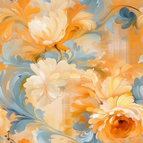 Orange & Blue Floral - medium