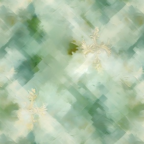 Green & Ivory Abstract Paint - large