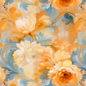 Orange & Blue Floral - large