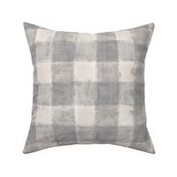Painted Gingham Plaid - Light Grey and Light Beige