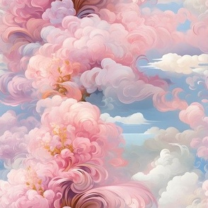 Pink & White Clouds on Blue - medium