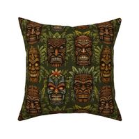 WICKED TIKI - VINTAGE COLORS ON MOSSY GREEN, MEDIUM SCALE