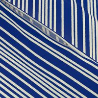 12x12 rough horizontal stripes randomly spaced lines- cream on royal blue 