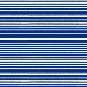 12x12 rough horizontal stripes randomly spaced lines- cream on royal blue 
