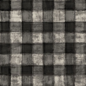 Painted Gingham Plaid - Black and Beige