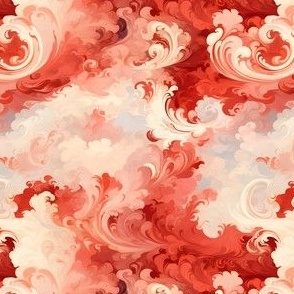 Red & Cream Abstract Swirls - small