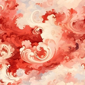 Red & Cream Abstract Swirls - medium
