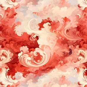 Red & Cream Abstract Swirls - large