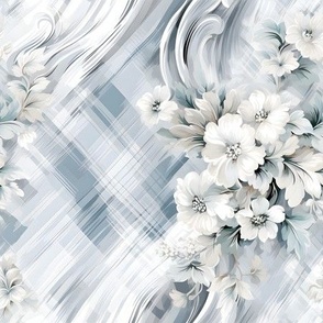 White & Gray Floral - medium