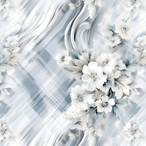 White & Gray Floral - large