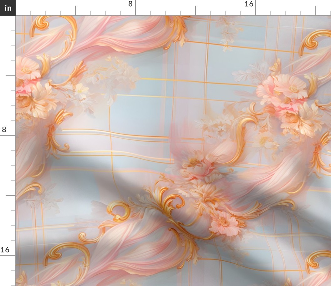 Pink, Gold & Blue Floral Rococo - large