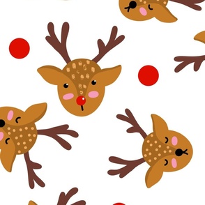 Boho Reindeer, Christmas Rudolph, Christmas, Holiday  Reindeer on White