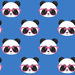 Cute Giant Pandas with glasses - blue - LAD23