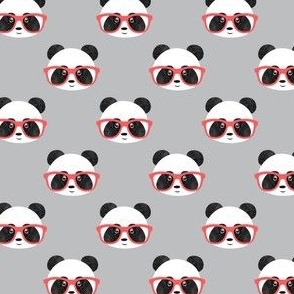 (small scale) Cute Giant Pandas with glasses - grey - LAD23