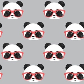 Cute Giant Pandas with glasses - grey - LAD23