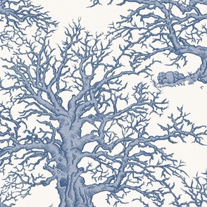 Majestic Oak Tree and Soaring Eagle, blue