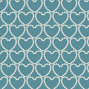 Hearts Made of Hearts in bright blue and off-white