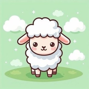 Cute lamb on green