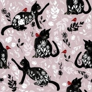 cats pink red birds / small